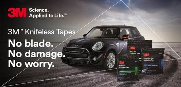 Découpe du film adhésif, grâce aux 3M™Knifeless Tapes